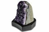 Deep Purple Amethyst Geode With Wood Base - Uruguay #342845-1